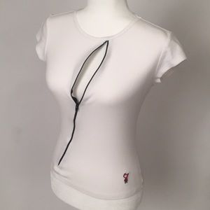 GAMA-GO Vintage White top Zipper front Devil S